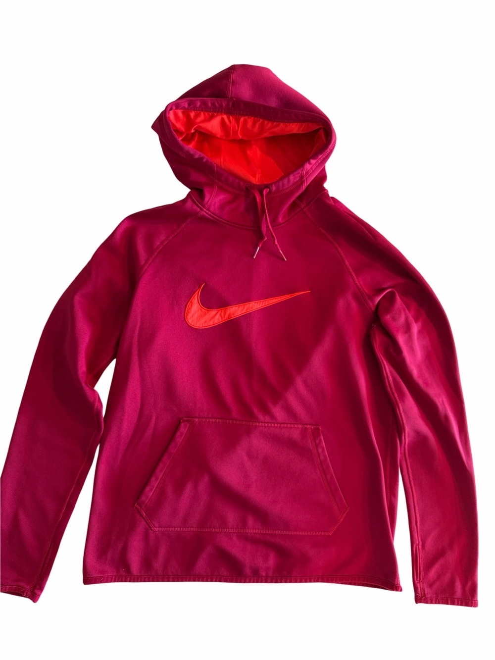 Nike Maroon Red Hoodie with Orange Swoosh Accent. Size M.